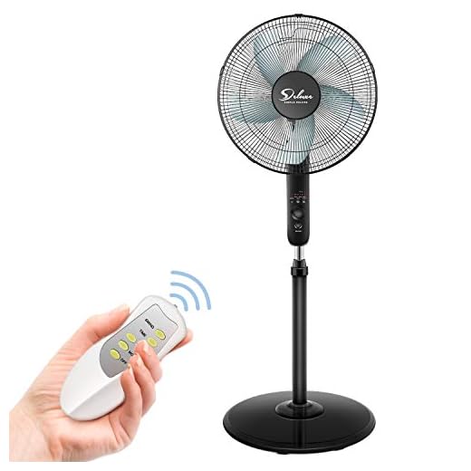 Simple Deluxe Oscillating 16″ Adjustable 3 Speed Pedestal Stand Fan with Remote Control for Indoor, Bedroom, Living Room, Home Office & College Dorm Use, 16 Inch, Black