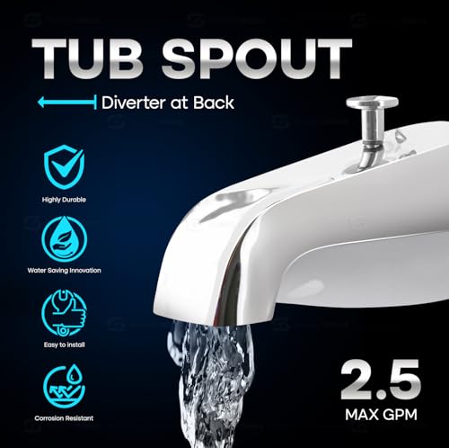 SUPPLYGIANT™ Tub Spout 1/2 IPS Thread Bathtub Faucet with Diverter at Back Chrome Plated Finish by SUPPLYGIANT - Used condition - Image 2