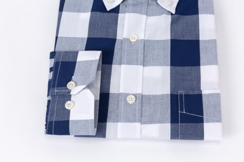 Men's Button Down Shirts Plaid Long Sleeve Dress Shirts Regular-Fit Casual Shirt4