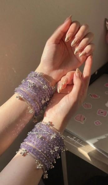 Image of Kashmiri Ghangharoo Glass Bangle Set for Women, Traditional Transparent Fancy Chudi, Wedding and Party Wears, Set of 16 (12 Glass + 4 Metal)