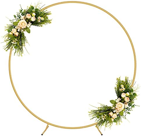 Esyun 6.56Ft Round Backdrop Stand, Metal Circle Wedding Arch Backdrop Stand Balloon Circle Arch Stand Suitable for Birthday Party, Wedding (2M)