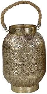 LORENZON GIFT NAV-6018 Gold Lantern Rope Handle, Tin, Gold, One Size