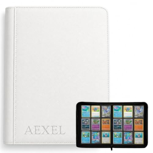 Image of Premium Trading Card Zipper Binder 360 Card Capacity 9 Pocket Pu material For Trading Cards, Sports Cards, TCG Cards (Luxury White)