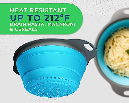 image for Ultimate Kitchen Strainers Set of 2 - Collapsible Silicone Colanders F