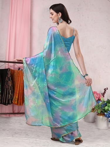 Image of MIRCHI FASHION Saree for Woman Chiffon Colorblock with Foil Work | Shimmer Festive Women's Sari for Wedding Functions and Ceremonies