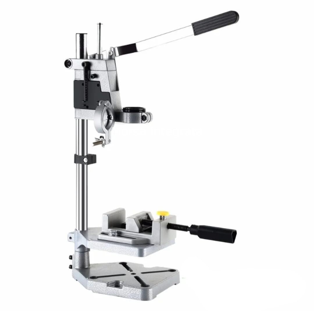 Terryshop74® Base a Colonna per Trapano Ø 43 mm con Morsa Regolabile – Colonna 500 mm, Supporto in Ghisa Pesante, Altezza Regolabile, Linea Professional per Trapani da Banco
