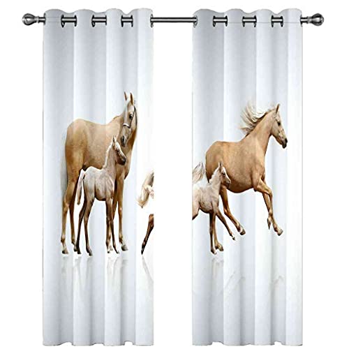 Rideau chambre occultant à oeillets imprimé chevaux 3D - 3
