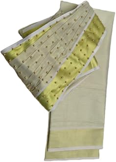GenericKuthampully Kerala Traditional Kasavu pleated Tissue Dhavani Set/Half Saree