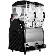 Adcraft 6-Gallon Granita Frozen Beverage Machine مع قواديس مزدوجة سعة 3 جالون، وإضاءة LED، وصنابير غير قابلة للتنقيط، من الفولاذ المقاوم للصدأ المتين والبلاستيك عالي التأثير، أسود
