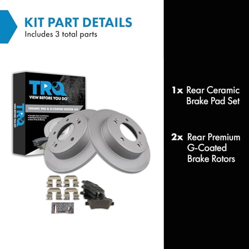 Image of TRQ Rear Brake Pad and Rotor Set Ceramic Coated Rotors Compatible with 2016-2017 Hyundai Veloster 2017-2020 Elantra GT 2017-2018 Kia Forte Forte5 2017-2019 Soul