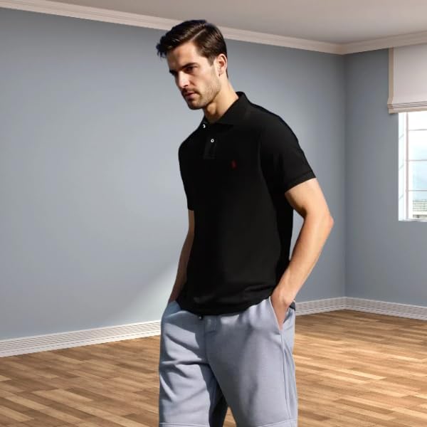 Men’s Active Polo Shirt – Short Sleeve Embroidered Logo 100% Cotton Breathable for Golf & Tennis 2 Buttons3