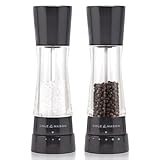 Cole & Mason Derwent Gunmetal Grau Salz und Pfeffer Mühle, Gewürzmühle, 2er Set Manuell, Edelstahl/Acryl, 190mm, Precision+, Geschenkset