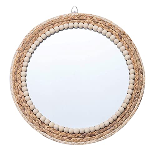 Moslate Gras-Seil-Geflecht-Spiegel für Hauptdekoration - Wandspiegel mit Klarglas-Finish für Zuhause, Büro, Café Shop,Vintage Spiegelwerkzeuge im böhmischen, nordischen und rustikalen Stil Cover