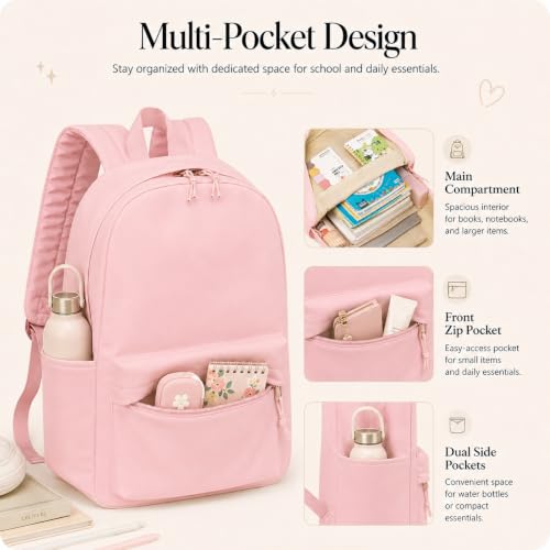 Image of BTOOP School Backpack for Teens Large Corduroy Bookbag Lightweight 15.6 inch Laptop Bag for Girls Women Casual High School College