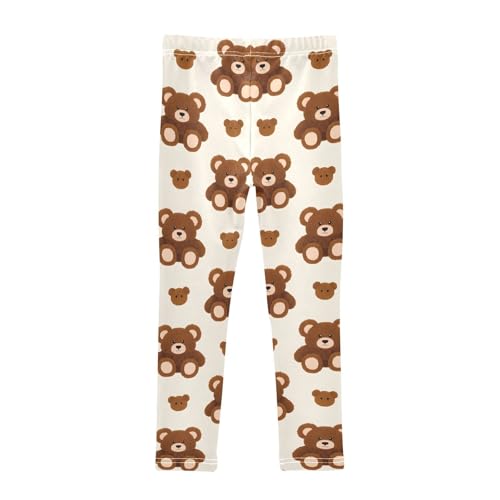 Cute Brown Bear Girls Leggings Soft Stretch Workout Yoga Dance Pants for Kids Casual Tights2