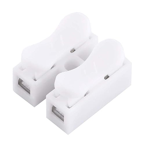 Miniatura 9 de 100 conectores de alambre de resorte, 10A 220 V 2 Pin Push Quick Wire Cable Conector Terminal de cableado blanco