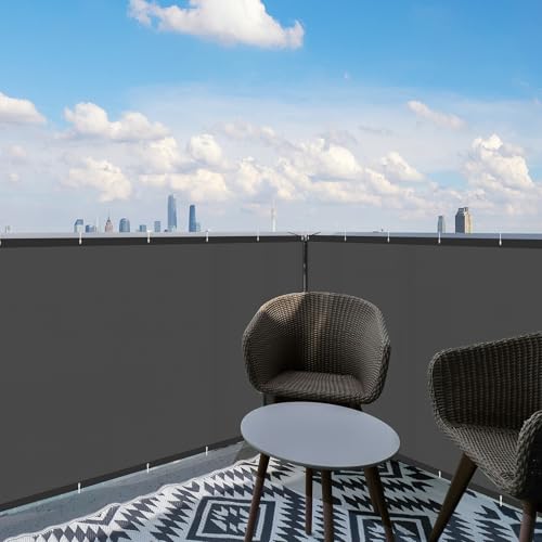 Sunnylaxx Balkon Sichtschutz 70x500cm Balkonumspannung,Balkonabdeckung,Balkonverkleidung 100% wasserdichtes,Wind-und UV-Schutz Anthrazit