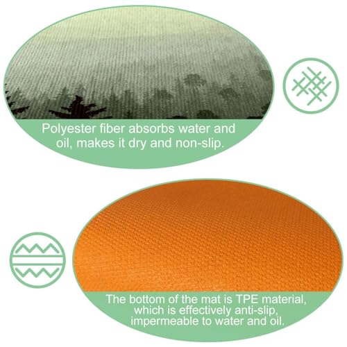 Tapete de cocina absorbente bosque de coníferas tapete lavable y pasillo 6