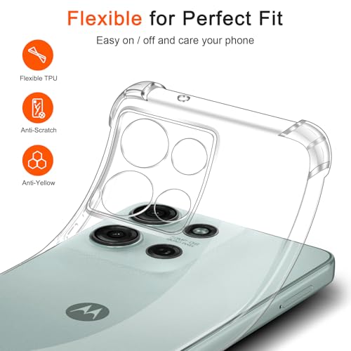 Image of Lustree Back Cover Transparent Case Compatible with Motorola G75 | Clear + TPU Case with 4 Corner Air Cushion Protection & Camera Protection | Slim& Stylus Cover