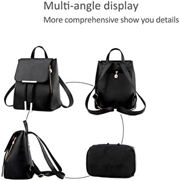 La Desire PU Leather Backpack Simple Shoulder Bag Rucksack Travel Bag for Young Lady (Feather)