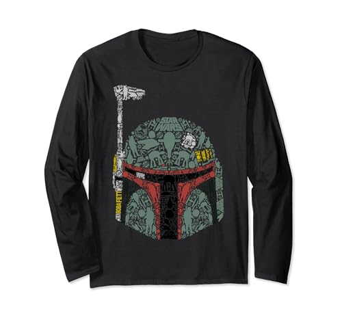 T-shirt Star Wars Boba Fett à manches longues motif graphique imprimé noir