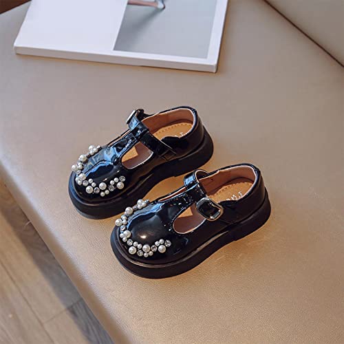 Fashion four seasons children's shoes girls flat thick bottom non-slip round head pearl color girls lace-up boots2