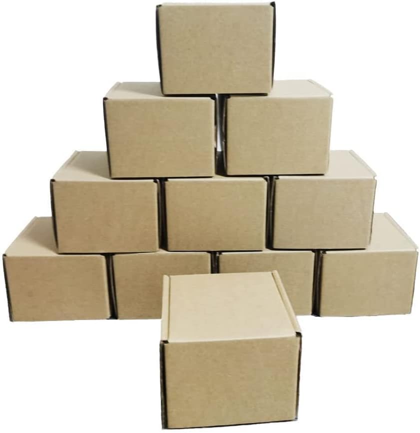 Miniatura 9 de Cajas de envío de 4 x 4 x 3 pulgadas, paquete de 25 cajas de cartón corrugado marrón para embalaje de pequeñas empresas, cajas para regalos de