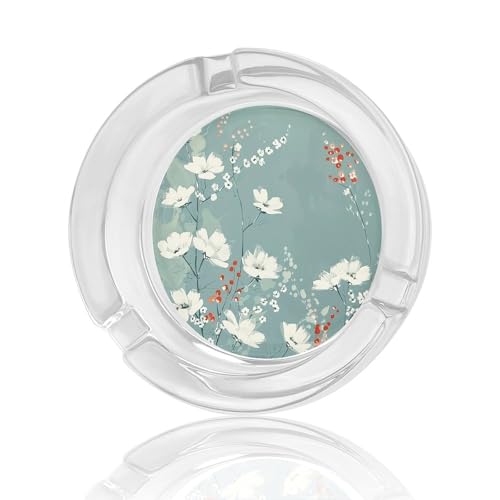 Cendrier sans fumée fleurs cyan clair haut de gamme en verre décoratif