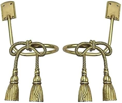 Set of 2 Gold Metal Bow Curtain Tiebacks, Brass Wall-Mounted Curtain Hooks for Window Treatment, Elegant Home Decoration