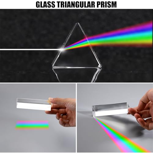Sumnacon Photography Prisms, Optical Crystal Glass Triangular Prisms for Teaching, 60mm Glass Prism Rainbow Light Spectrum Effects, Photography Accessories