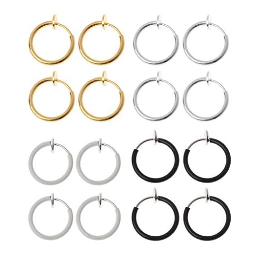 4 st klämma på falska örhängen ring icke-piercade näsringar läppöra klämma kroppssmycken