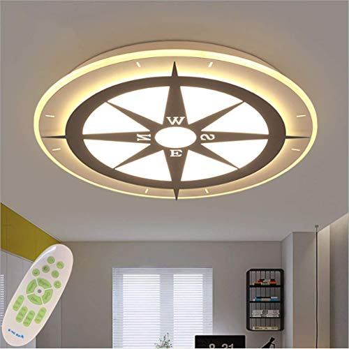 LED dimmable lampe plafonnier chambre d'enfant luminaire salon boussole ronde avec télécommande