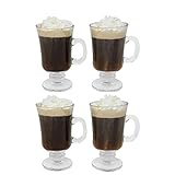 Irish Coffee Glass Coffee Mugs Footed Regal Shape 8 oz. Set of 4 Thick Wall Glass Cappuccinos,...