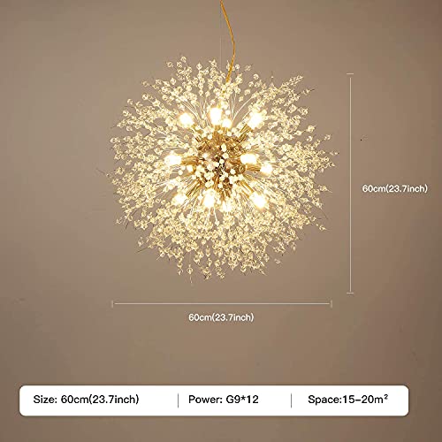 OKES Firework Chandelier,Gold Crystal Chandeliers,12Lights Sputnik