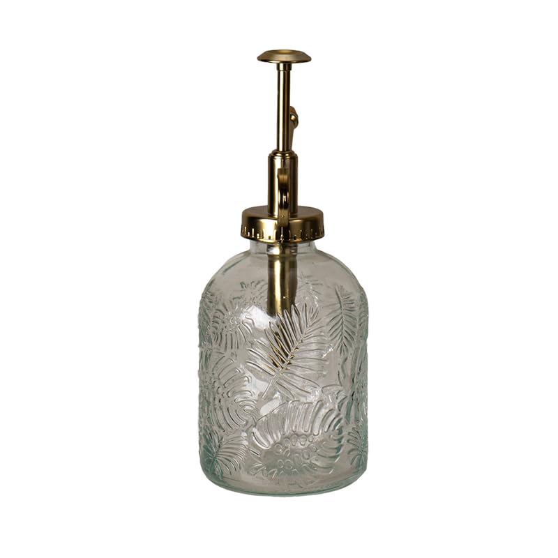 Pacific Giftware Pflanzen-Sprühflasche aus Glas mit Blattdruck im Vintage-Design, Kunststoff-Pflanzensprühflasche mit verstellbarer Kunststoffpumpe für Zimmerpflanzen und Sukkulenten,