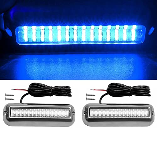 2pcs Waterproof Marine Boat Lights, Stainless Steel 42LEDs Underwater Lighting Boat Transom Navigation Drain Plug Courtesy Lamp Deck Lights for Cruise Ships, Yachts, Sailboat