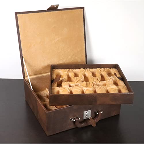 Boîte pour pièces d'échecs marron clair pour éviter les rayures - 5