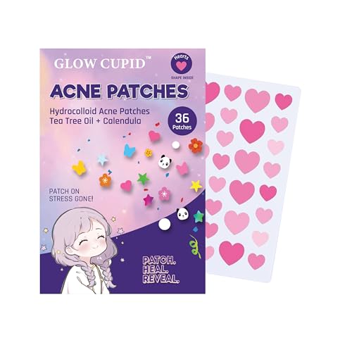Image of Hydrocolloid Acne Pimple Patch with Tea Tree Oil & Calendula | Fast Healing | Absorbs Pus & Oil | Waterproof & Skin-Friendly Pimple Patches | Pink Heart Shape - 36 Patches.