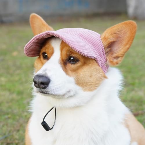BUKYCAT Hund Baseballmütze, Rosa, M - Sommer Sonnenschutz mit Ohrlöchern für Welpen und kleine Hunde