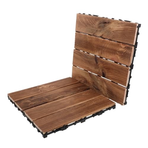 Dalles de terrasse emboîtables à clips Sol extérieur drainant marron clair Lot de 2