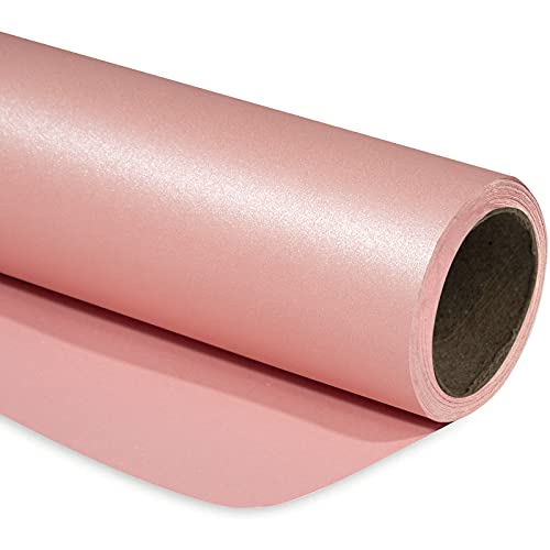 Image of RUSPEPA Pink Gift Wrapping Paper - Solid Color Pearly Shiny Silk Paper for Mother's Day, Valentine's Day, Wedding, Birthday, Baby Shower Girls, Bridal Shower, Anniversary, Easter - 17 Inch X 32.8 Feet