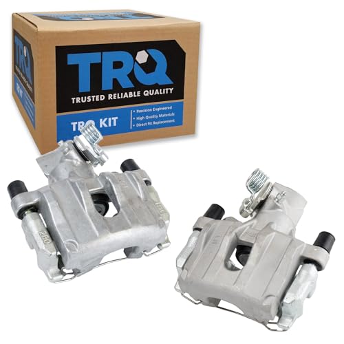 Image of TRQ Rear Brake Caliper Set Zinc Coated Brackets Hardware Compatible with 2004-2008 Mazda 3