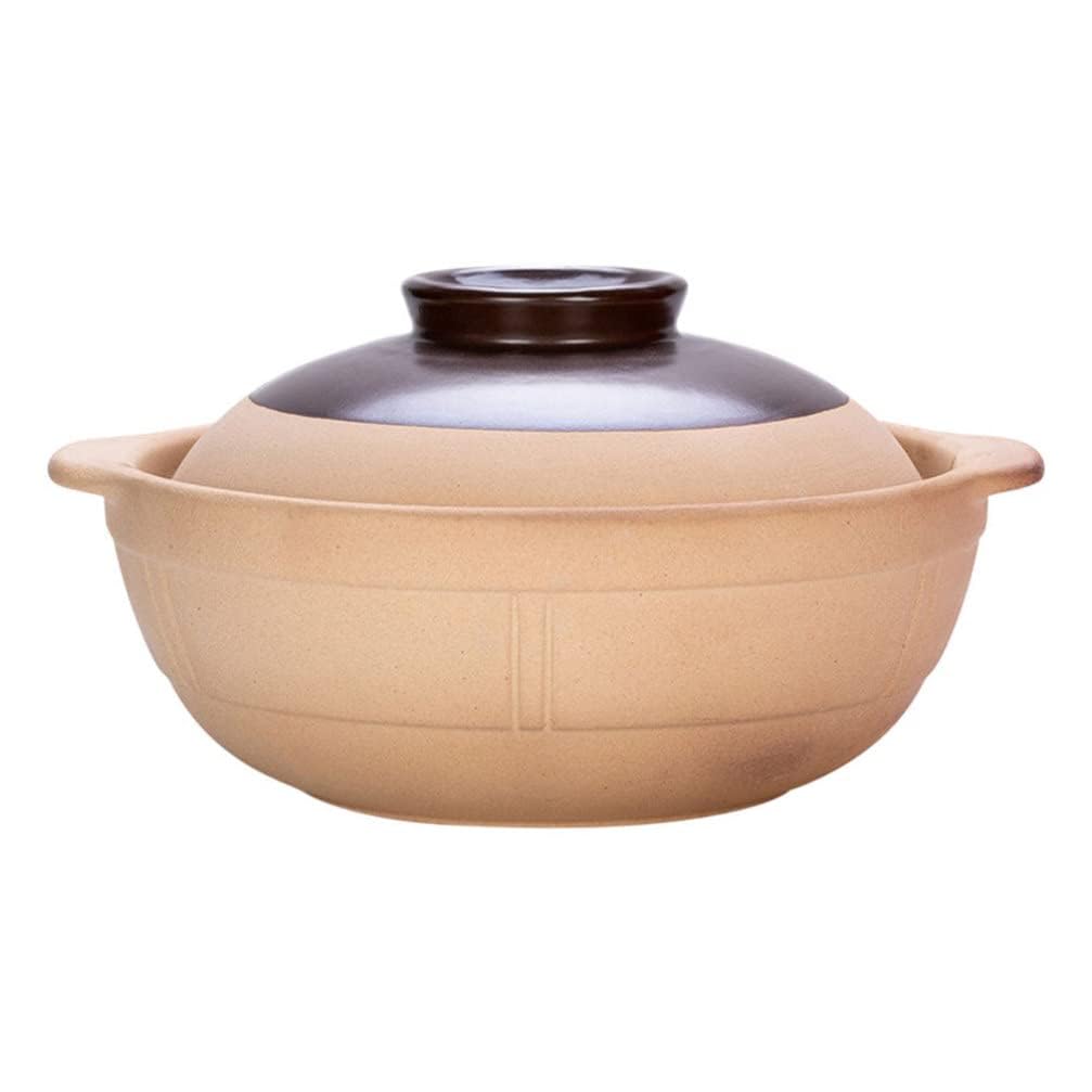 MYUYEE Soup Pot Stone Pot Bibimbap Cooking Korean Rice Cooker Ceramic Casserole Clay Earthenware Pot, Chinese Stew Pot Cooking Pot Stockpot With Lid Kitchen Cookware Earthe(18.5X18.5X7Cm)
