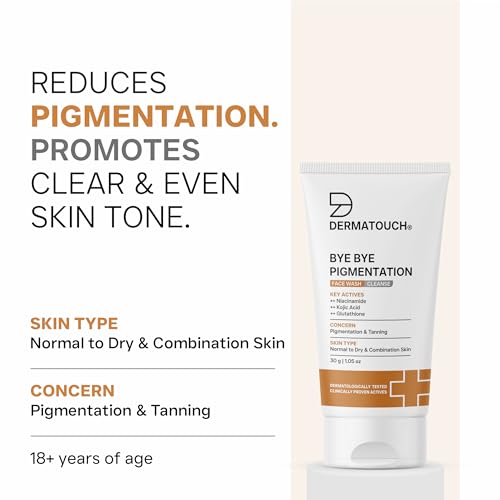 Image of DERMATOUCH Bye Bye Pigmentation Face Wash | Anti Pigmentation Face Wash for Men and Women with Niacinamide, Kojic Acid & Glutathione | 30g
