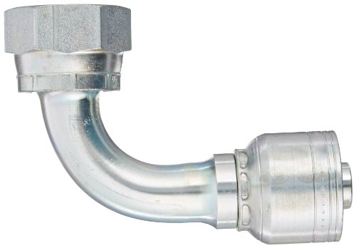Image of Aeroquip 1AA12FRB10 Carbon Steel Global TTC (Thru the Cover) Crimp Hose Fitting Female ORS Swivel, 90 Degree Elbow, 5 /8 inch Hose ID, 1-3 /16 inch - 12 Thread
