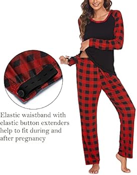 Irdcomps Borstvoedingspyjama voor dames, lang, borstvoedingspyjama, katoen, zwangerschapspyjama, stijlfunctie, nachtkleding, lange mouwen, lange broek, winter, S-XL, grijs, M