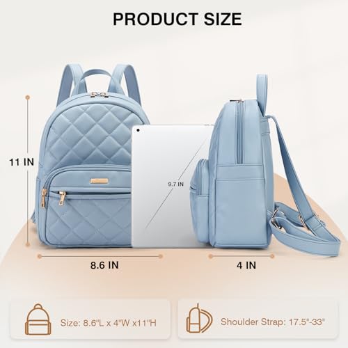 Image of Marvolia Mini Backpack Vegan Leather Small Backpack, Light Blue