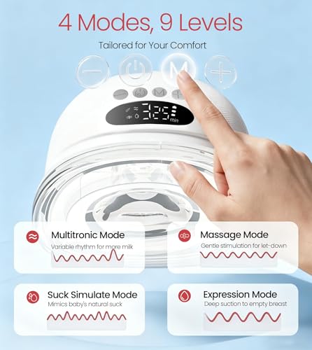 Image of NCVI Breast Pump Hands Free, Wearable Breastfeeding Pump with Strong Suction, 1400mAh Long Battery, 4 Modes & 9 Levels, Discreet Ultra-Quiet Portable Wireless Pump, 19 /21 /24mm Flange Inserts, 2 Pack