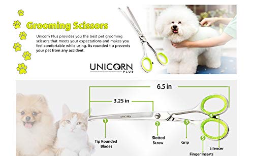 UNICORN PLUS Dog Grooming Scissors Tip Rounded Professional Pet Grooming Hair Scissors Dog/Cat Hair Cutting Scissors 6.5 Inch with Pouch - Image 4