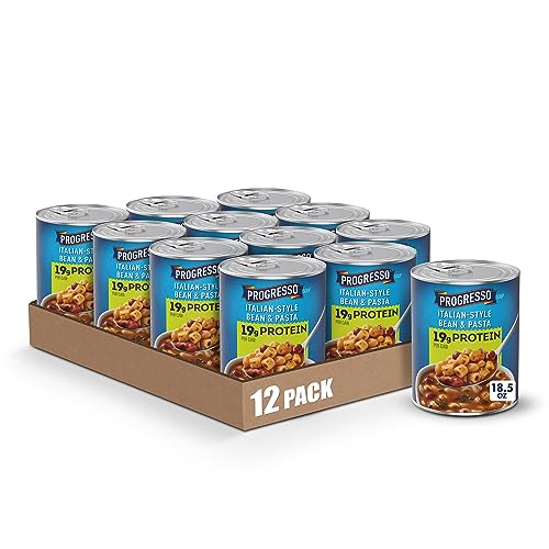 Progresso Italian-Style Bean and Pasta Protein Soup, Vegetarian, 18.5 oz (Pack of 12)